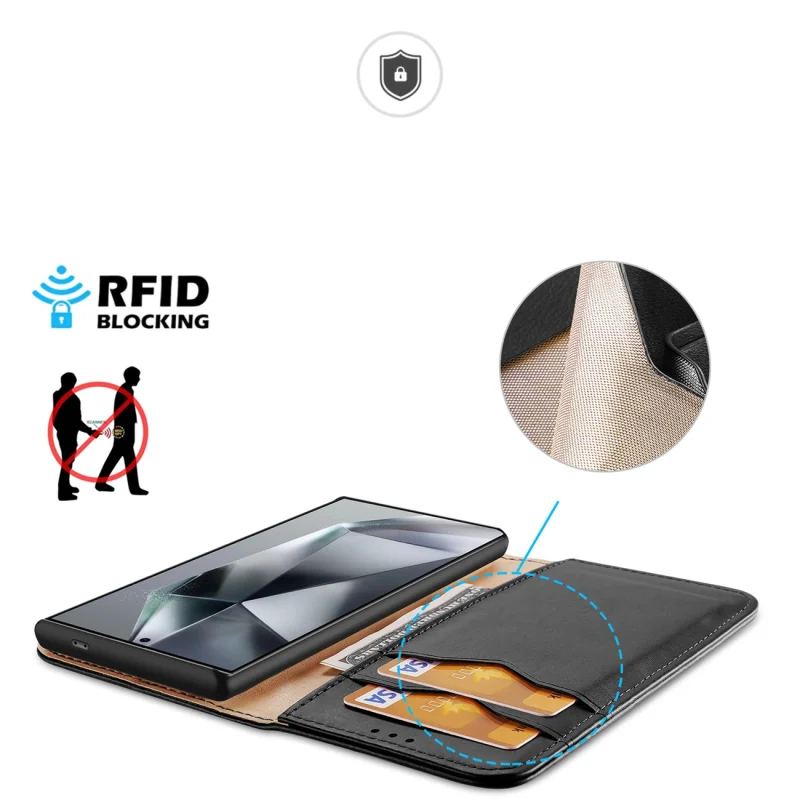 Etui Dux Ducis Hivo z klapką i blokadą RFID do Samsung Galaxy S24 Ultra - czarne - obrazek 3