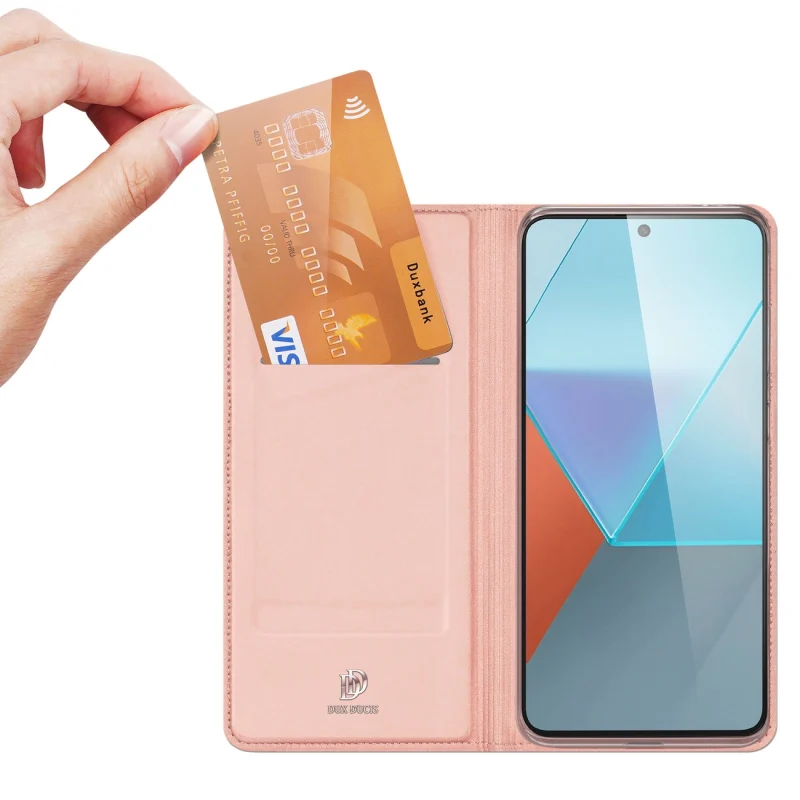 Etui Dux Ducis Skin Pro z klapką i miejscem na kartę na Xiaomi Redmi Note 13 Pro 5G - różowe - obrazek 2