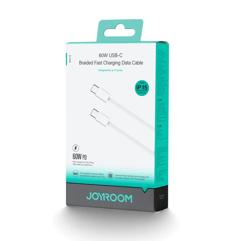 Kabel Joyroom Ben Series S-A45 USB-C / USB-C 60W 1 m - biały - obrazek 2