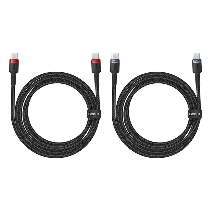 Kabel Baseus Cafule USB-C / USB-C 100W 2 m - czerwono-czarny i czarno-szary (2 szt.) - obrazek 5