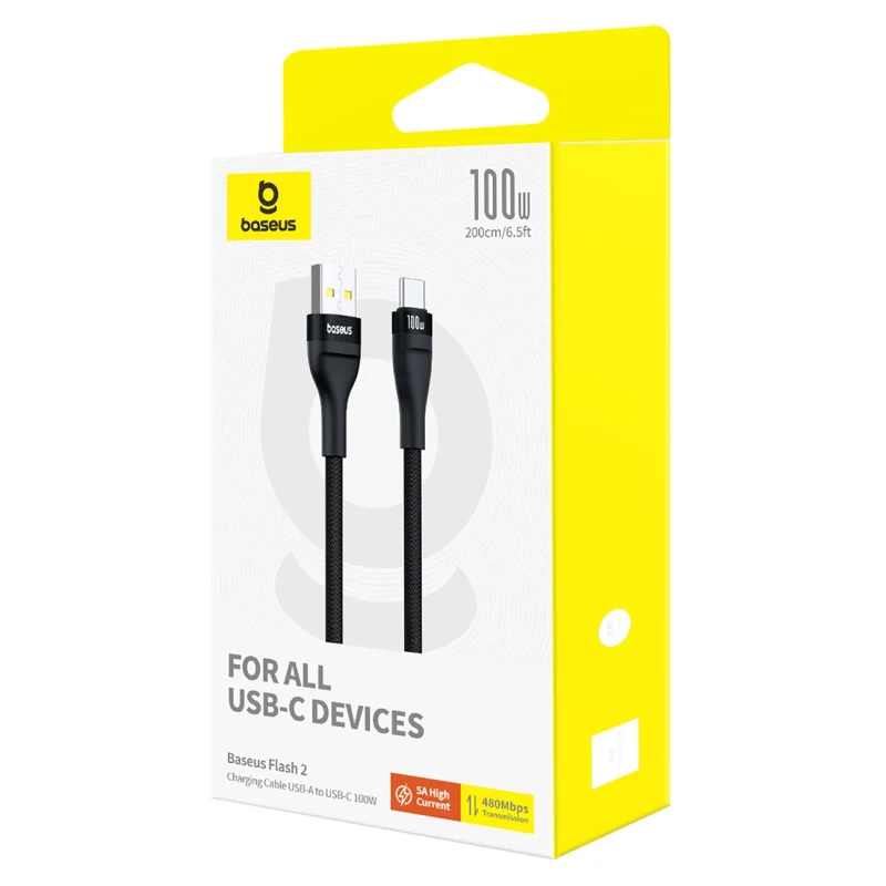 Kabel Baseus Flash 2 USB-A / USB-C 100W 2 m - czarny - obrazek 7