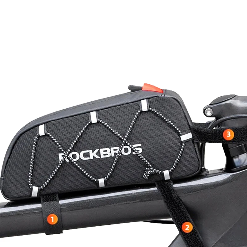 Torba Rockbros 039BK rowerowa na ramę 1 l z plecionką - czarna - obrazek 6