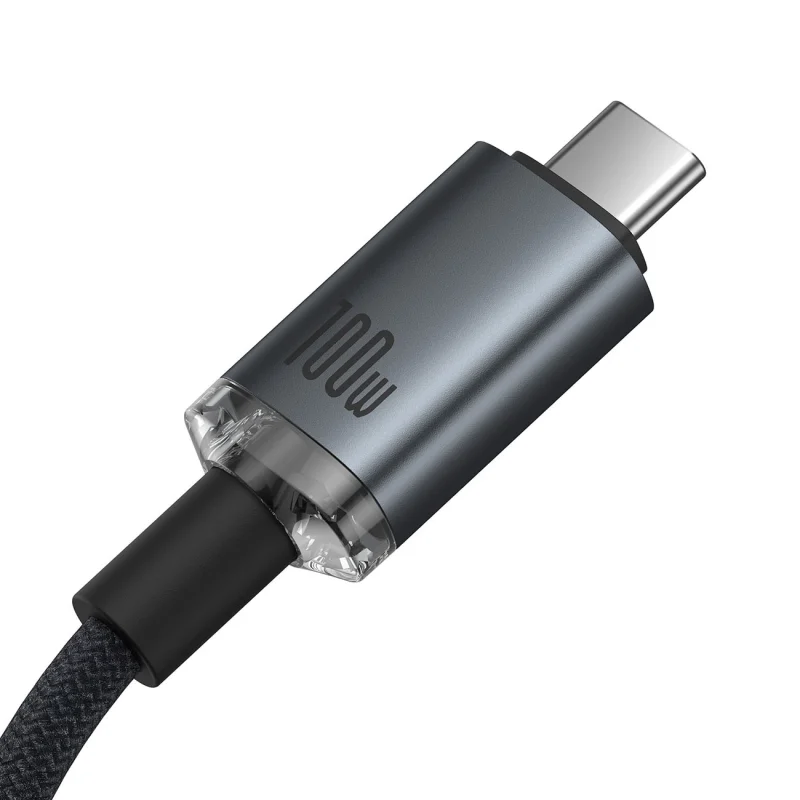 Kabel Baseus Crystal Shine CB000089 USB-C / USB-C USB3.2 100W 20Gbps 1.5m - czarny - obrazek 3