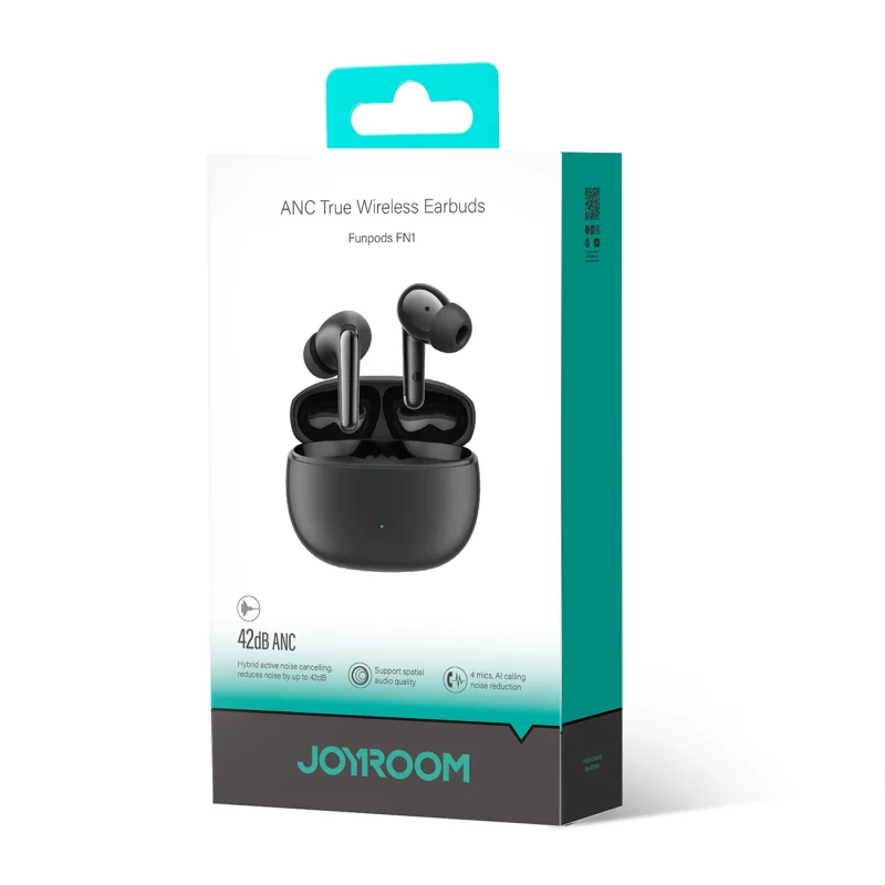 Słuchawki Joyroom Funpods JR-FN1 bezprzewodowe douszne TWS Bluetooth 5.4 ANC ENC - czarne - obrazek 6