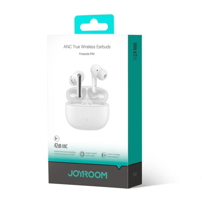 Słuchawki Joyroom Funpods JR-FN1 bezprzewodowe douszne TWS Bluetooth 5.4 ANC ENC - białe - obrazek 7