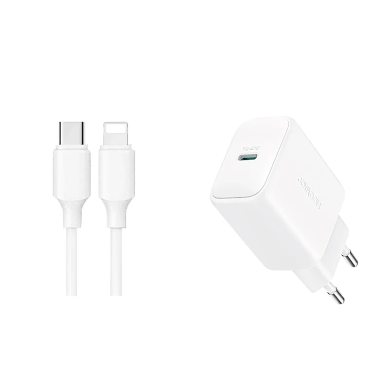 Ładowarka Joyroom JR-TCF20 sieciowa USB-C PD 20W - biała + kabel USB-C / Lightning 1m