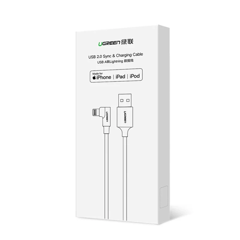 Kabel Ugreen US299 60555 kątowy Lightning / USB-A MFi 2.4A 1m - czerwony - obrazek 2