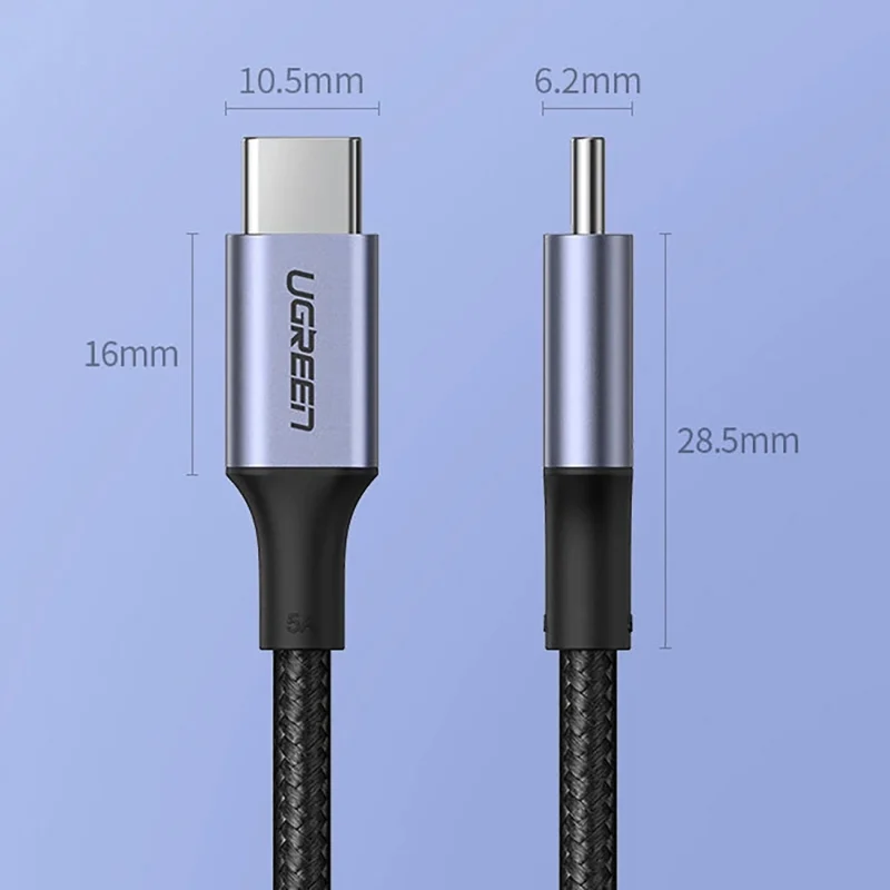 Kabel Ugreen US316 70428 USB-C - USB-C PD QC FCP 100W 5A 480Mb/s 1.5m - szary - obrazek 13