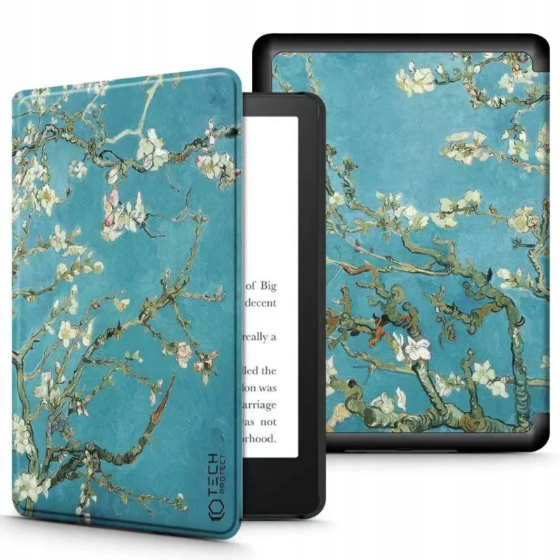 Etui Tech-Protect SmartCase na Kindle Paperwhite V / 5 / Signature Edition - niebieskie z kwiatami sakura