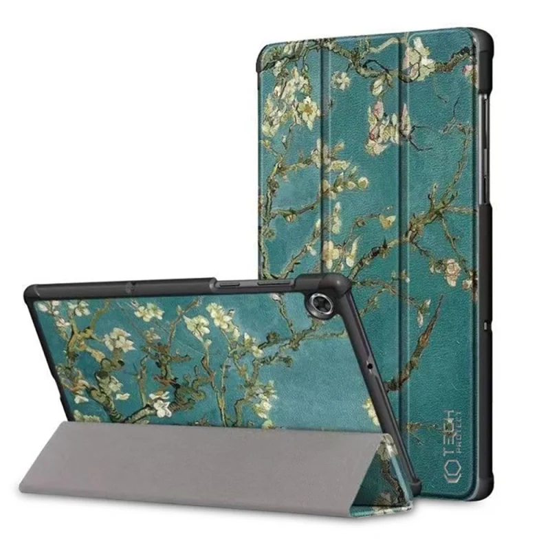 Etui Tech-Protect SmartCase na Samsung Galaxy Tab A8 10.5 X200 / X205 - niebieskie z kwiatami sakura