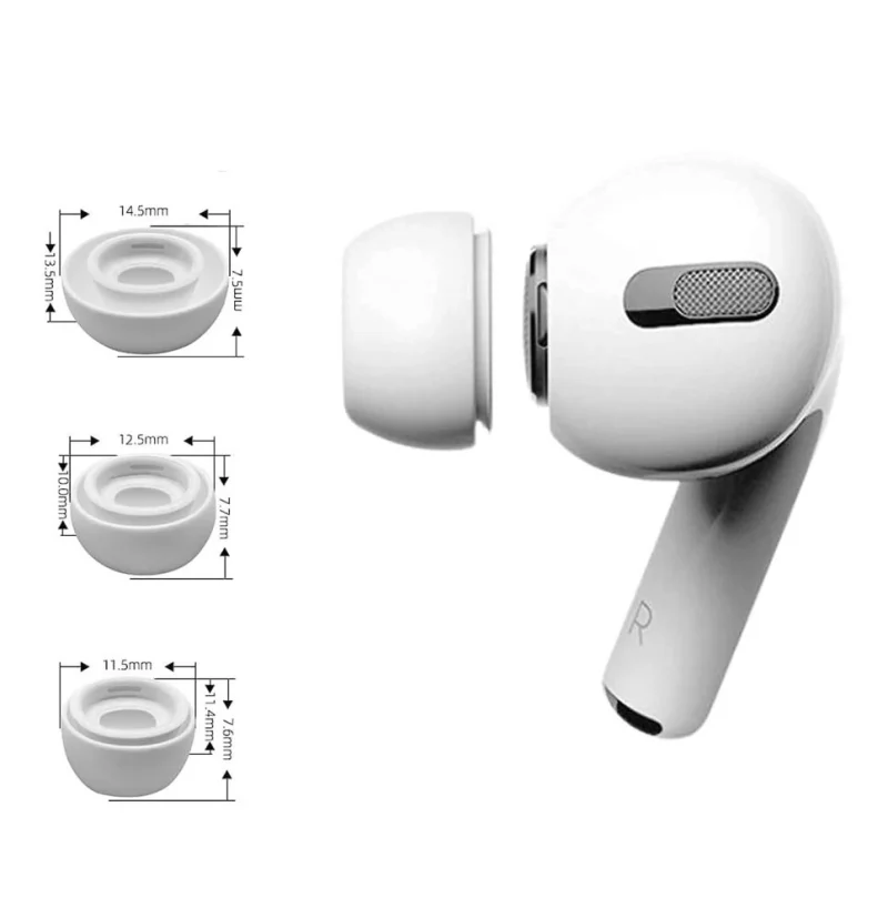 Nakładki Tech-Protect Ear Tips do słuchawek AirPods Pro 1 / 2 w rozmiarach S / M / L - białe (3 szt.) - obrazek 2