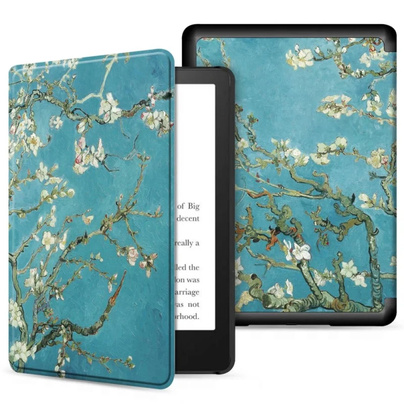 Etui Tech-Protect SmartCase na Kindle 11" 2022 - niebieskie z kwiatami sakura