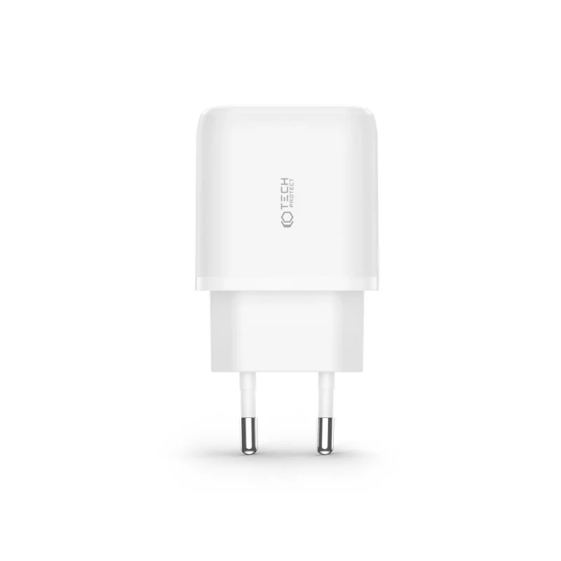 Ładowarka Tech-Protect C20W sieciowa USB-C PD 20W / USB-A QC 3.0 z kablem USB-C / Lightning - biała - obrazek 3