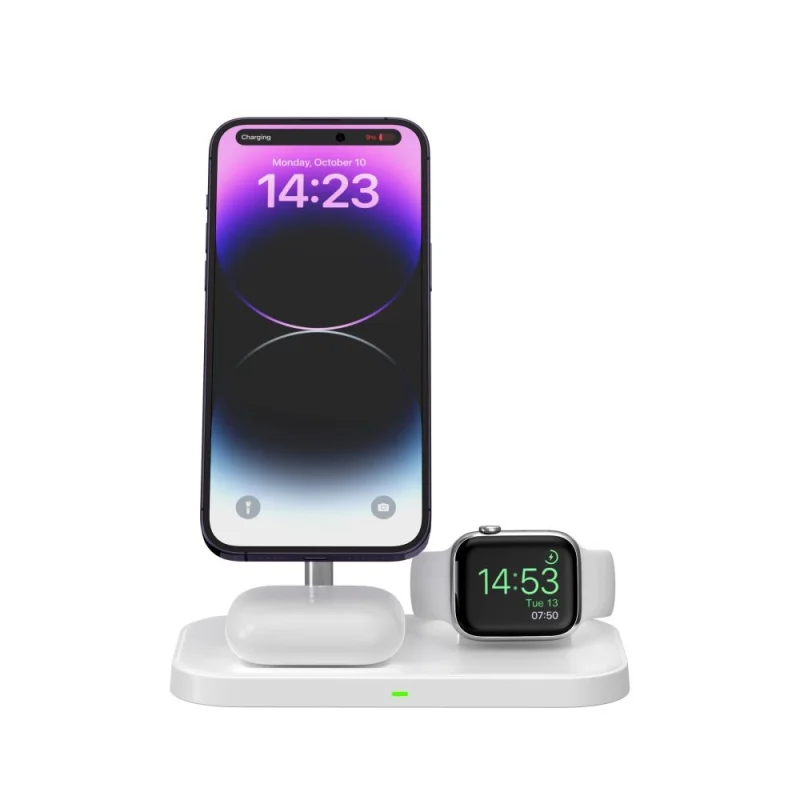 Ładowarka Tech-Protect QI15W-A22 indukcyjna MagSafe ze stojakiem 3w1 MagSafe na smartfon / Apple Watch / AirPods - biała - obrazek 3