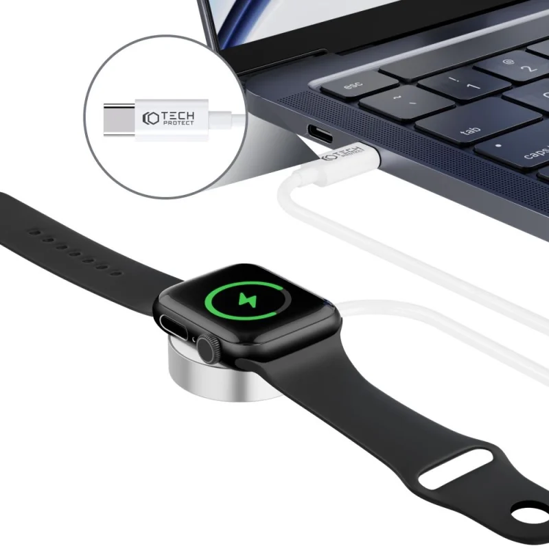 Ładowarka Tech-Protect UltraBoost indukcyjna magnetyczna ze złączem USB-C do Apple Watch 1.2m - biała - obrazek 4