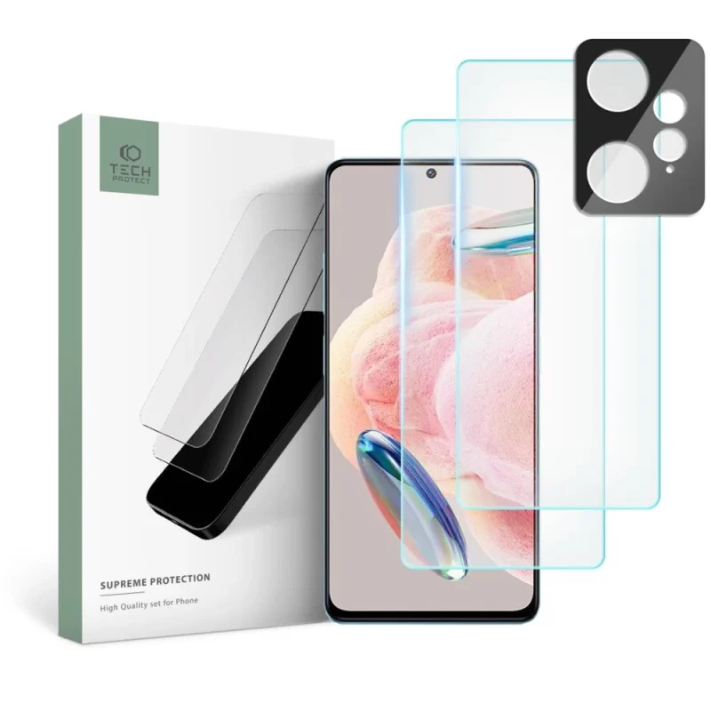 Zestaw Tech-Protect Supreme Set na Xiaomi Redmi Note 12 4G / LTE 2x szkło hartowane na wyświetlacz / szkło hartowane na aparat