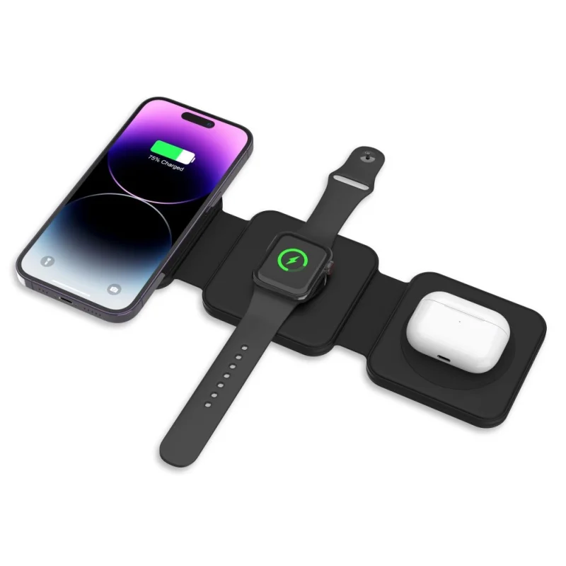 Ładowarka Tech-Protect QI15W-A24 indukcyjna MagSafe 3w1 na smartfon / AirPods / Apple Watch - czarna - obrazek 2