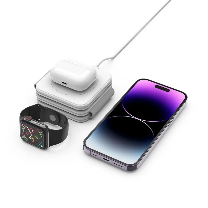 Ładowarka Tech-Protect QI15W-A24 indukcyjna MagSafe 3w1 na smartfon / AirPods / Apple Watch - biała - obrazek 5