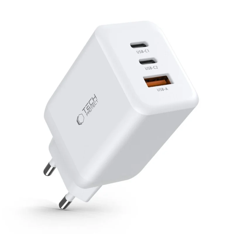 Ładowarka Tech-Protect C65W sieciowa 2x USB-C PD 65W / USB-A QC 3.0 - biała - obrazek 7