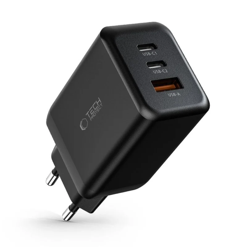 Ładowarka Tech-Protect C65W sieciowa 2x USB-C PD 65W / USB-A QC 3.0 - czarna - obrazek 4