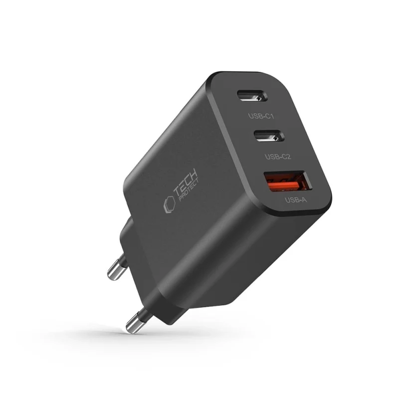 Ładowarka Tech-Protect NC30W sieciowa 2x USB-C PD 30W / USB-A QC 3.0 - czarna - obrazek 6