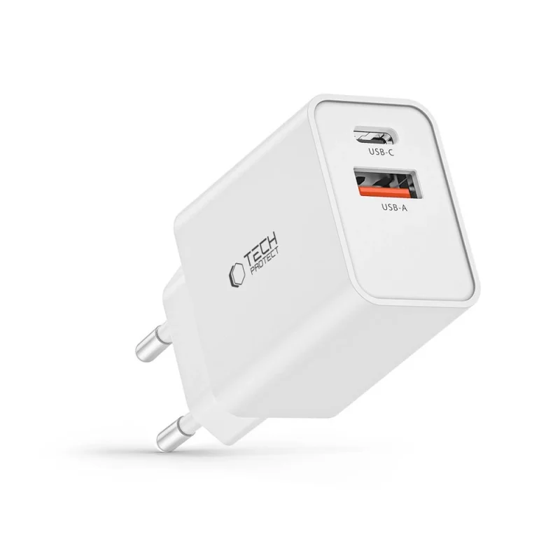 Ładowarka Tech-Protect NC30W sieciowa USB-C PD 30W / USB-A QC 3.0 - biała - obrazek 2