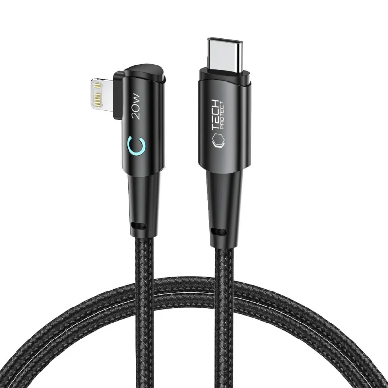 Kabel Tech-Protect UltraBoost L Lightning (kątowe) / USB-C (proste) PD 20W 3A 1m - szary