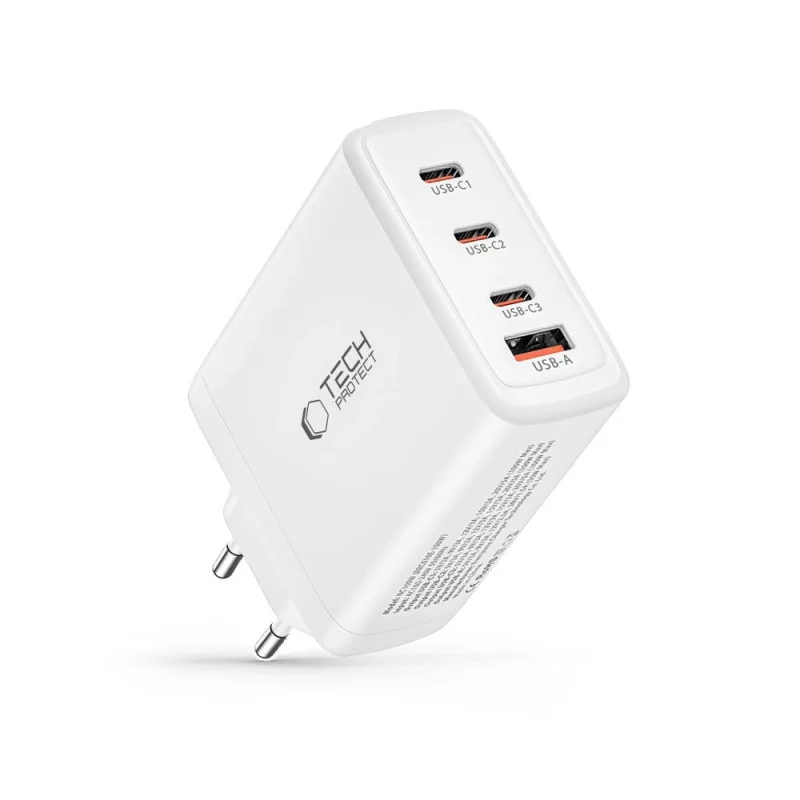 Ładowarka Tech-Protect NC100W-GAN sieciowa GaN 3x USB-C PD 100W / USB-A QC 3.0 - biała - obrazek 6