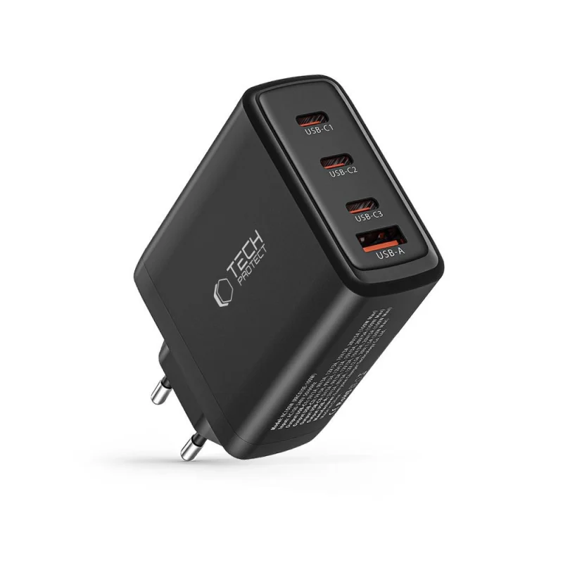 Ładowarka Tech-Protect NC100W-GAN sieciowa GaN 3x USB-C PD 100W / USB-A QC 3.0 - czarna - obrazek 6