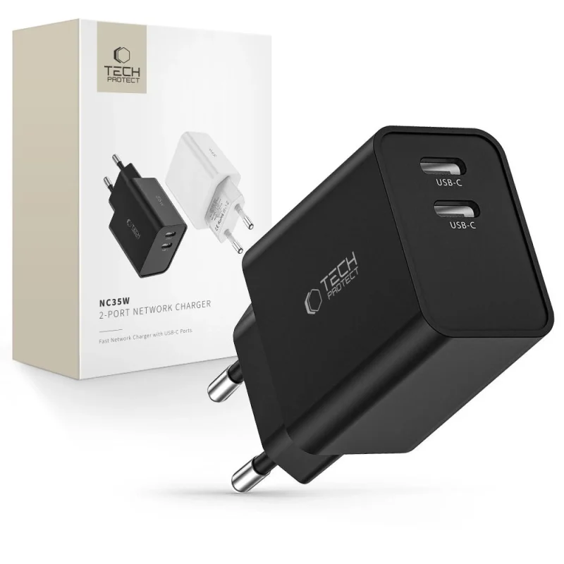 Ładowarka Tech-Protect C35W sieciowa 2x USB-C PD 35W - czarna