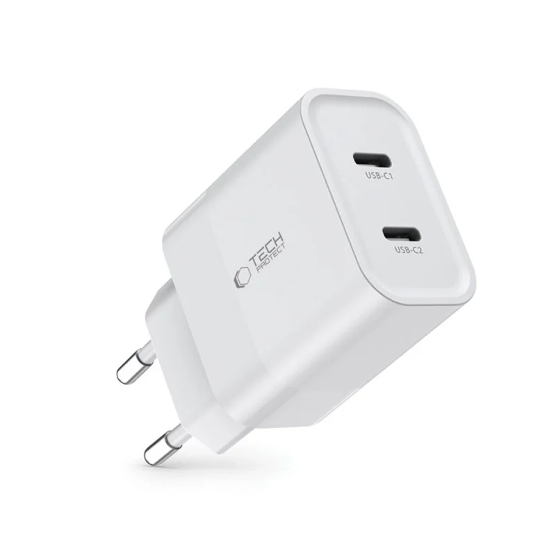 Ładowarka Tech-Protect C20W sieciowa 2x USB-C PD 20W - biała - obrazek 2