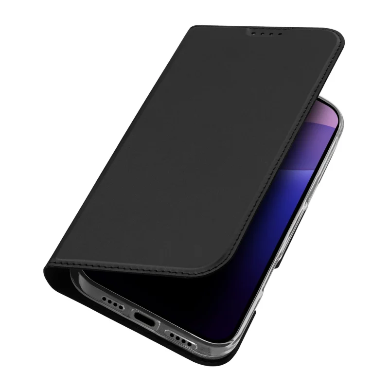 Etui Dux Ducis Skin Pro na iPhone 16 Pro z klapką i miejscem na kartę - czarne - obrazek 5