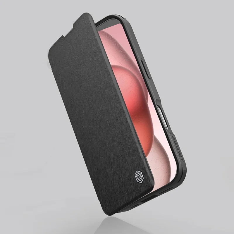 Etui Nillkin Qin Prop Leather Case z osłoną na aparat i podstawką na iPhone 16 Pro Max - czarne - obrazek 11