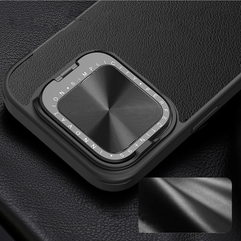 Etui Nillkin Qin Prop Leather Case z osłoną na aparat i podstawką na iPhone 16 Pro Max - czarne - obrazek 6