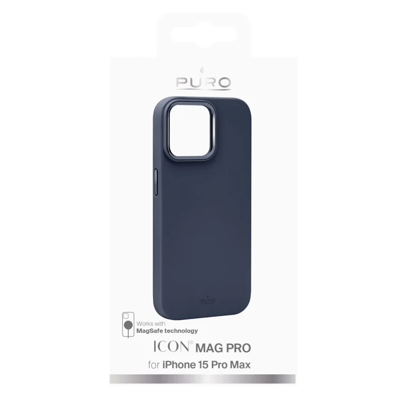 Etui silikonowe Puro Icon Mag Pro MagSafe do iPhone 15 Pro Max - ciemnoniebieskie - obrazek 2