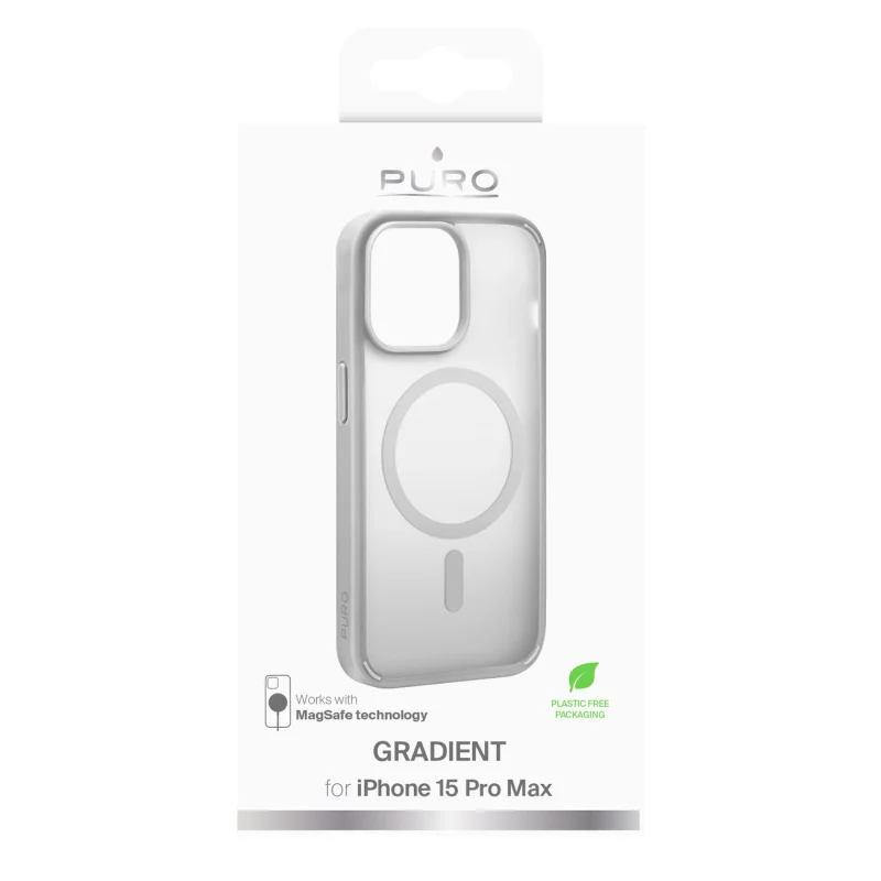 Etui silikonowe Puro Gradient MagSafe do iPhone 15 Pro Max - srebrne - obrazek 2