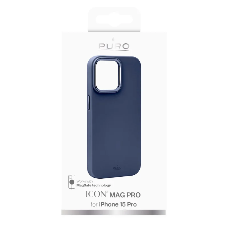 Etui silikonowe Puro Icon Mag Pro MagSafe do iPhone 15 Pro - ciemnoniebieskie - obrazek 2