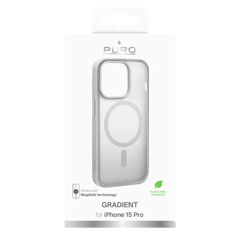 Etui silikonowe Puro Gradient MagSafe do iPhone 15 Pro - srebrne - obrazek 2