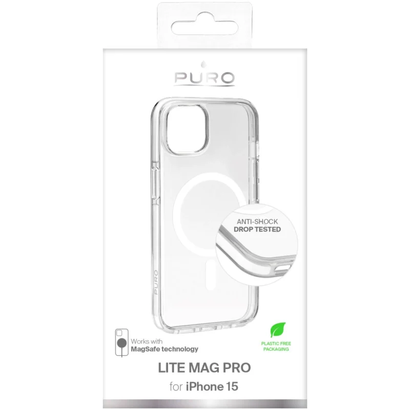 Etui silikonowe Puro Lite Mag Pro MagSafe do iPhone 15 - przezroczyste - obrazek 2