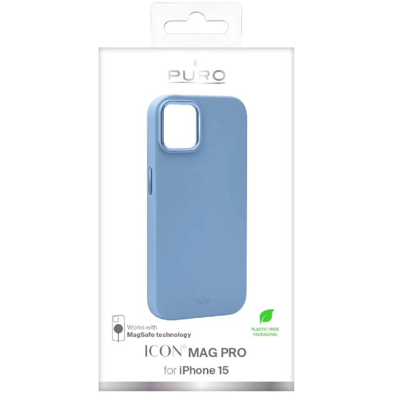 Etui silikonowe Puro Icon Mag Pro MagSafe do iPhone 15 - jasnoniebieskie - obrazek 2