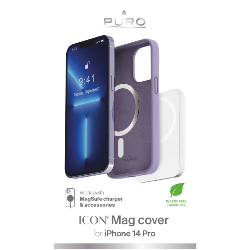 Etui silikonowe Puro Icon Mag MagSafe do iPhone 14 Pro - lawendowe - obrazek 2