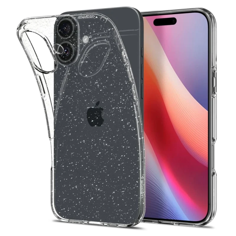 Etui Spigen Liquid Crystal na iPhone 16 - przezroczysto-brokatowe