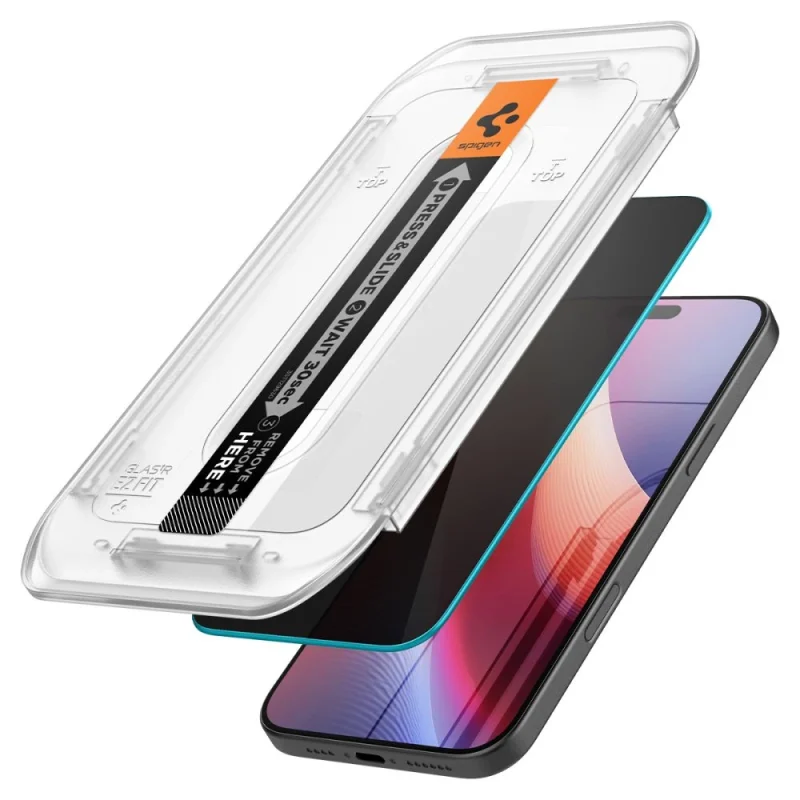 Szkło hartowane Spigen Glas.tR EZ Fit Privacy na iPhone 16 Pro - 2 szt. - obrazek 2