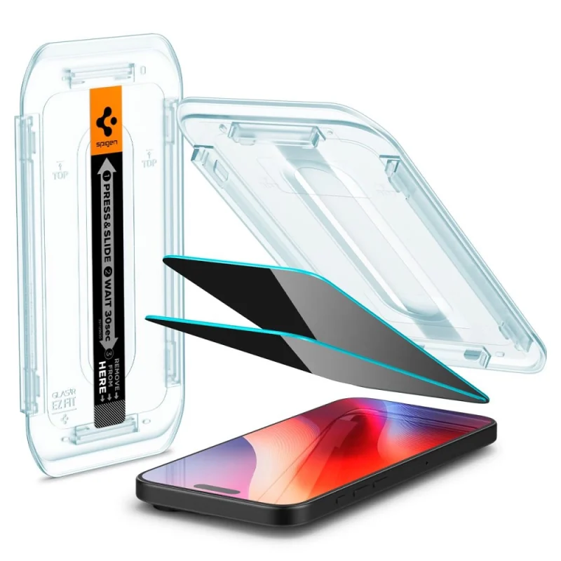 Szkło hartowane Spigen Glas.tR EZ Fit Privacy na iPhone 16 Pro - 2 szt. - obrazek 9