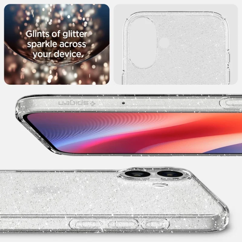 Etui Spigen Liquid Crystal na iPhone 16 Plus - przezroczysto-brokatowe - obrazek 6