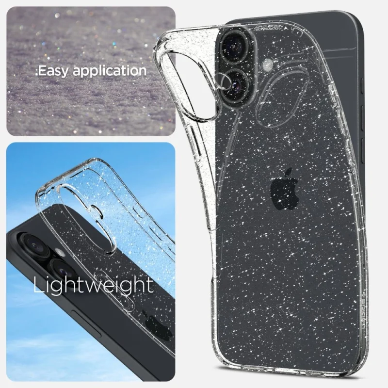 Etui Spigen Liquid Crystal na iPhone 16 Plus - przezroczysto-brokatowe - obrazek 7