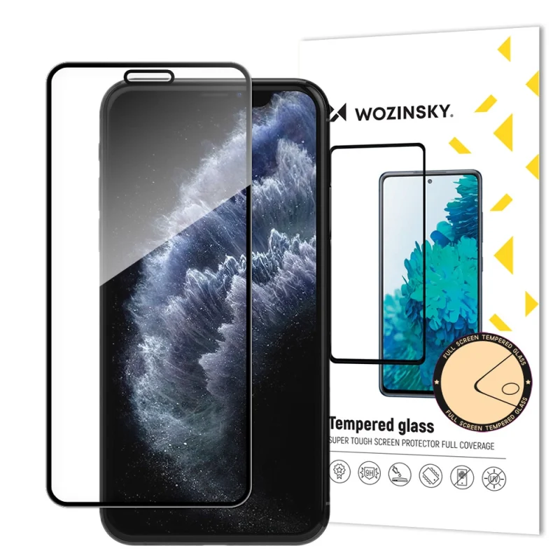 Wozinsky super wytrzymałe szkło hartowane Full Glue na cały ekran z ramką Case Friendly Apple iPhone 11 Pro / iPhone XS / iPhone X czarny