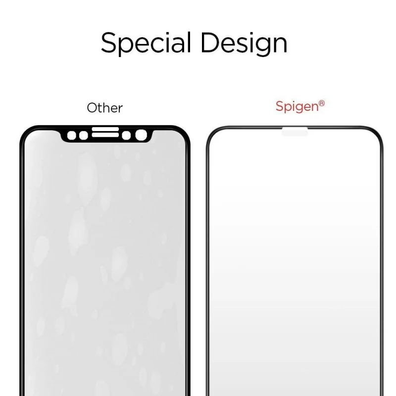 Szkło hartowane Spigen Glass FC z czarną ramką na iPhone X / XS / 11 Pro - obrazek 5