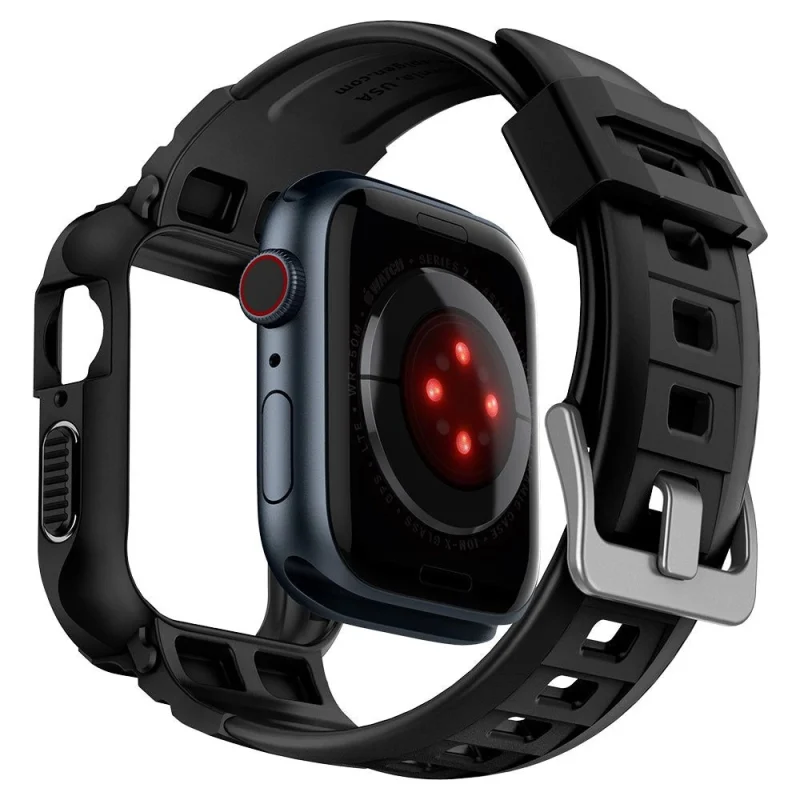 Etui z paskiem Spigen Rugged Armor Pro na Apple Watch 4 / 5 / 6 / 7 / 8 / SE (44/45 mm) - czarne - obrazek 2