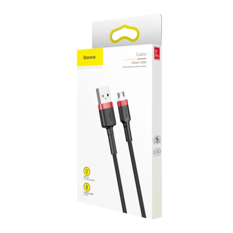 Kabel Baseus Cafule Cable CAMKLF-B91 USB-A / micro USB 2.4A 1 m - czarno-czerwony - obrazek 12